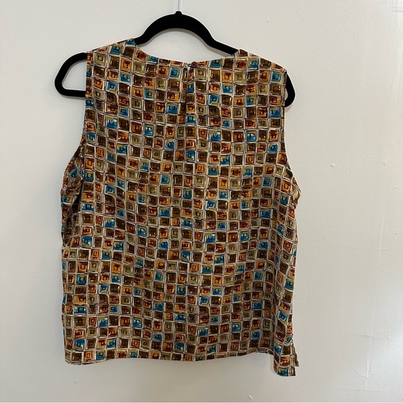 Notations Blouse Women’s Career Chic Square Design Sleeveless Round Neck Top - Picture 6 of 9